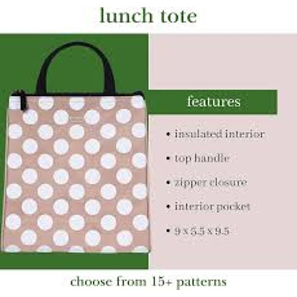 KATE SPADE Jumbo Polka Dot Insulated Lunch Tote WORK OFFICE TRAVEL PREPPY Bag - Picture 2 of 8